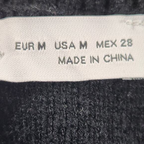 NWT Zara Black Knit Bomber Jacket Sweater Wide Lapel Full Zip Women's M - Picture 3 of 9